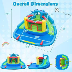 Dinosaur-themed Inflatable Water Slide Park with 950W Air Blower view 5