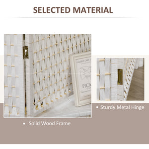 4 Panel Room Divider with Shelves, 6 FT Freestanding Folding Privacy Screen, Partition Wall Divider for Bedroom, White