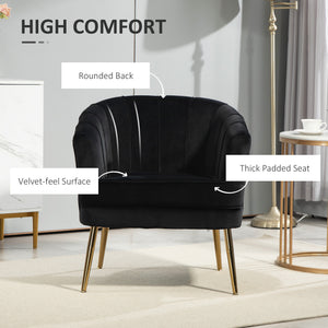 Fabric Armchair, Modern Accent Chair with Gold Metal Legs for Living Room, Bedroom, Home Office, Black – view 3