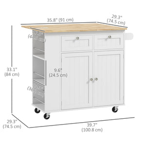 Kitchen Island with Power Outlet and Drop Leaf, Rolling Kitchen Cart with 2 Drawers and Adjustable Shelves – view 9