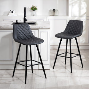 PU Leather Counter Height Bar Chairs Set of 2, 27.75" Bar Stools with Metal Legs for Dining Area – view 7