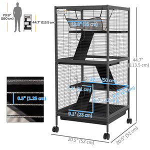 4-Tier Rolling Small Animal Cage, Deluxe Ferret Cage for Mink Chinchilla Kitten Rabbit