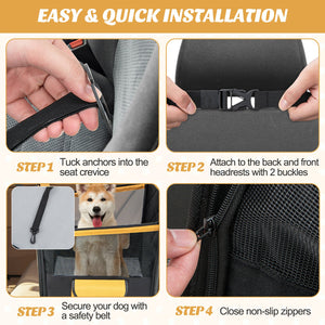 Dog Car Seat Cover with Mesh Window for Small and Medium Dogs-Black view 7