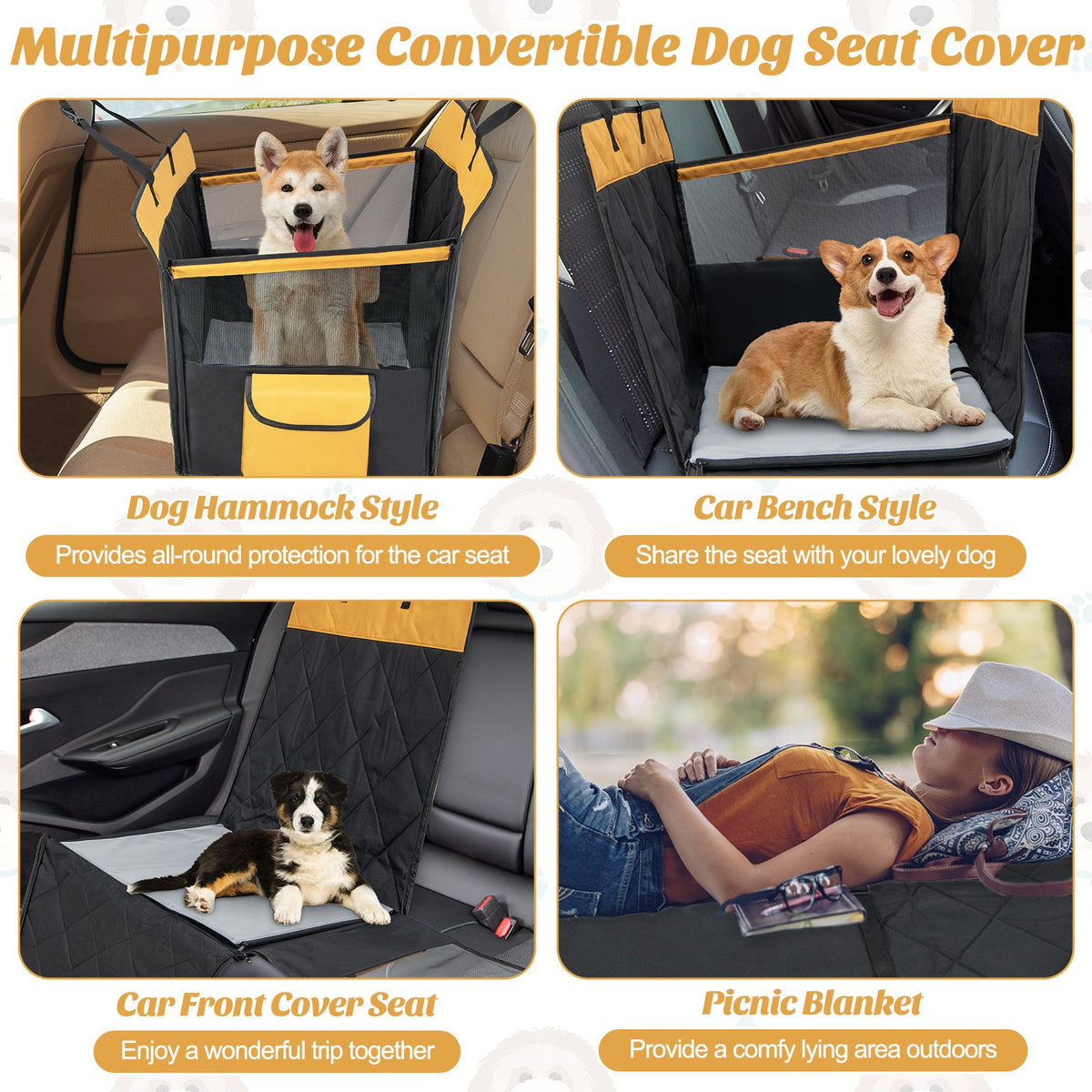 Dog Car Seat Cover with Mesh Window for Small and Medium Dogs-Black view 9