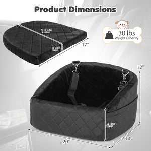 Dog Car Seat for Small and Medium Pets Soft Travel Dog Booster Seat with Safety Straps-Black view 4