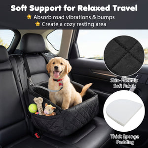 Dog Car Seat for Small and Medium Pets Soft Travel Dog Booster Seat with Safety Straps-Black view 8