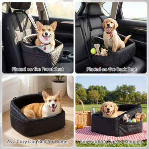 Dog Car Seat for Small and Medium Pets Soft Travel Dog Booster Seat with Safety Straps-Black view 9