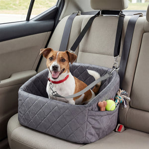 Dog Car Seat for Small and Medium Pets Soft Travel Dog Booster Seat with Safety Straps-Grey view 2
