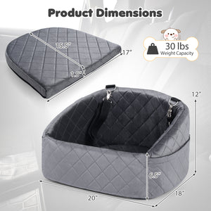 Dog Car Seat for Small and Medium Pets Soft Travel Dog Booster Seat with Safety Straps-Grey view 5