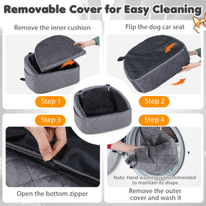 Dog Car Seat for Small and Medium Pets Soft Travel Dog Booster Seat with Safety Straps-Grey view 7