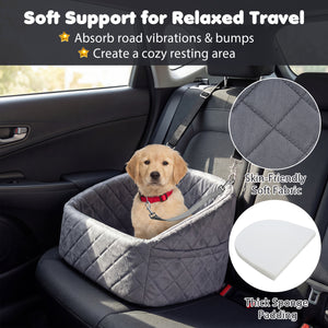 Dog Car Seat for Small and Medium Pets Soft Travel Dog Booster Seat with Safety Straps-Grey view 8