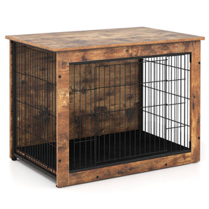 Dog Crate Furniture with Cushion and Double Doors for Small/Medium Dogs-33 Inches view 4
