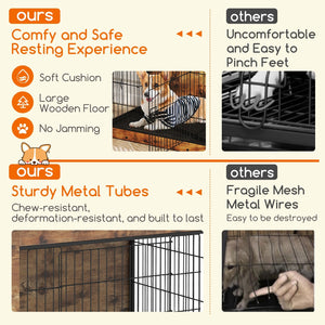 Dog Crate Furniture with Cushion and Double Doors for Small/Medium Dogs-33 Inches view 6