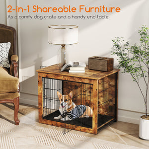 Dog Crate Furniture with Cushion and Double Doors for Small/Medium Dogs-33 Inches view 7