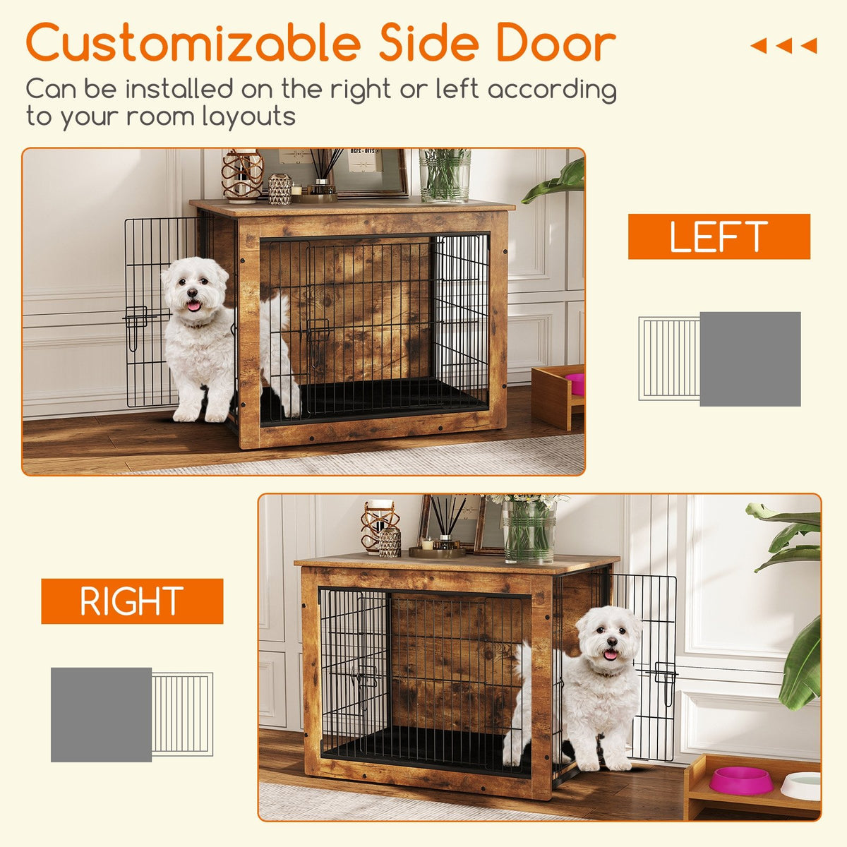 Dog Crate Furniture with Cushion and Double Doors for Small/Medium Dogs-33 Inches view 8