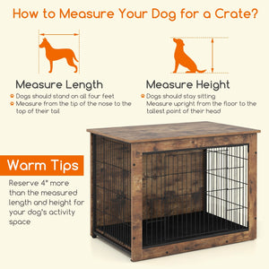 Dog Crate Furniture with Cushion and Double Doors for Small/Medium Dogs-33 Inches view 9