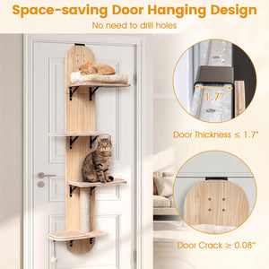 Door Hanging Cat Climber 4-level Height Adjustable with Plush Bed-Beige view 7