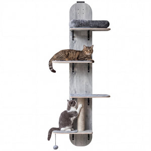 Door Hanging Cat Climber 4-level Height Adjustable with Plush Bed-Gray