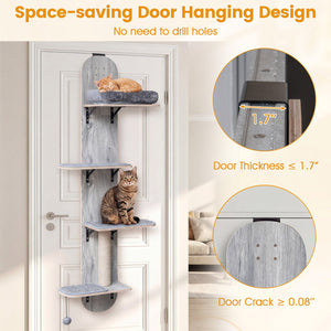 Door Hanging Cat Climber 4-level Height Adjustable with Plush Bed-Gray view 7