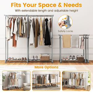 Double Rod Clothes Rack Heavy-Duty Metal Garment Rack view 8