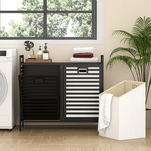 Double Tilt-out Laundry Hamper with 2 Removable Bins-Black view 3