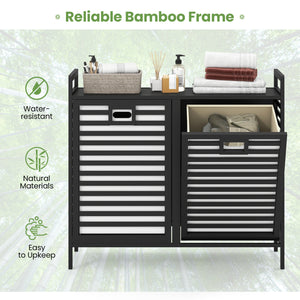 Double Tilt-out Laundry Hamper with 2 Removable Bins-Black view 6