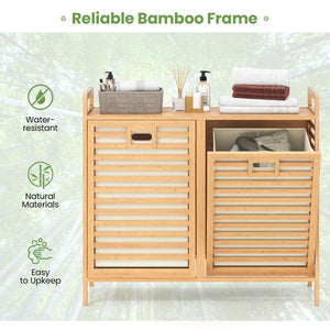 Double Tilt-out Laundry Hamper with 2 Removable Bins-Natural view 6