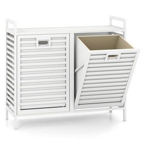 Double Tilt-out Laundry Hamper with 2 Removable Bins-White