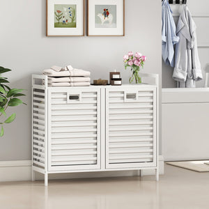 Double Tilt-out Laundry Hamper with 2 Removable Bins-White view 3