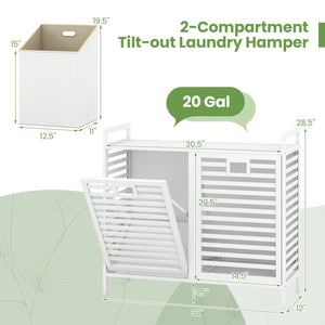 Double Tilt-out Laundry Hamper with 2 Removable Bins-White view 5