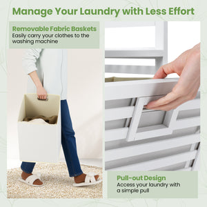 Double Tilt-out Laundry Hamper with 2 Removable Bins-White view 7