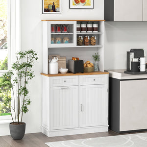 Double Tilt Out Trash Cabinet with Hutch and Rubber Wood Countertop view 3