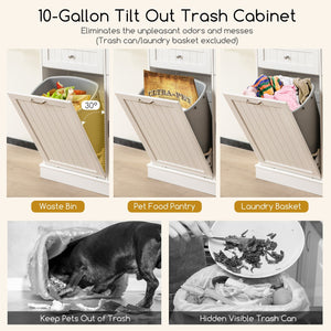 Double Tilt Out Trash Cabinet with Hutch and Rubber Wood Countertop view 9