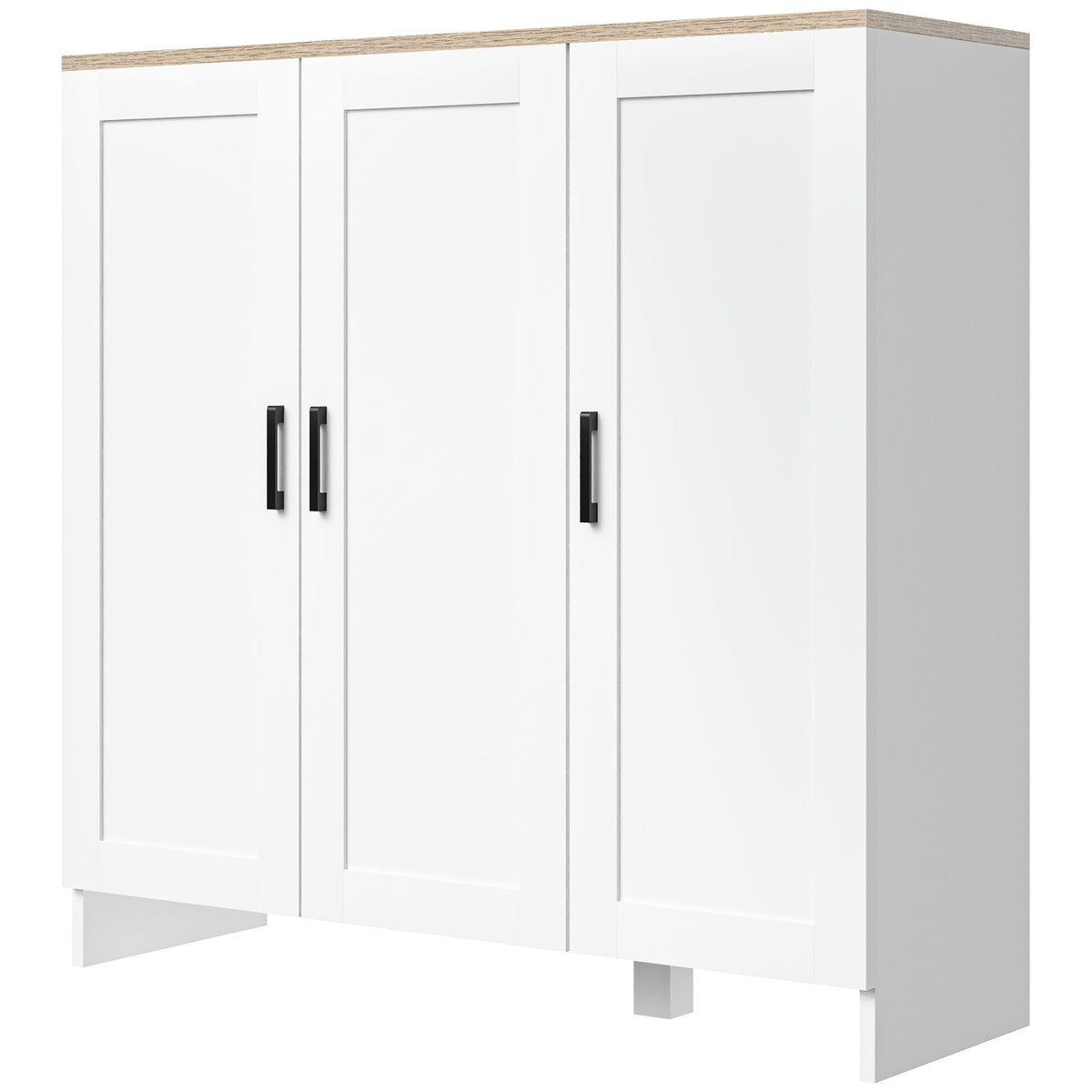 Modern Sideboard Buffet Cabinet, Modern Kitchen Storage Cabinet with 3 Doors Adjustable Shelves – view 8