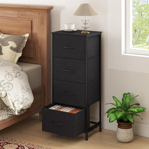 Dresser Nightstand with 4 Roomy Fabric Drawers and Metal Frame-Black view 2