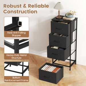 Dresser Nightstand with 4 Roomy Fabric Drawers and Metal Frame-Black view 7