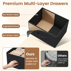 Dresser Nightstand with 4 Roomy Fabric Drawers and Metal Frame-Black view 8