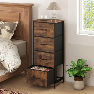 Dresser Nightstand with 4 Roomy Fabric Drawers and Metal Frame-Brown view 2