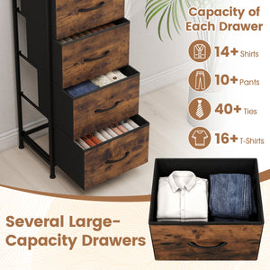 Dresser Nightstand with 4 Roomy Fabric Drawers and Metal Frame-Brown view 5