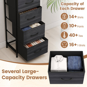 Dresser Nightstand with 4 Roomy Fabric Drawers and Metal Frame-Charcoal Black view 5