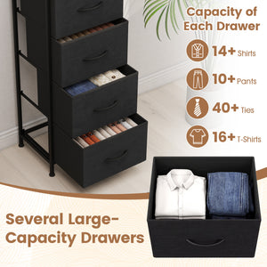 Dresser Nightstand with 5 Roomy Fabric Drawers for Bedroom-Black view 5