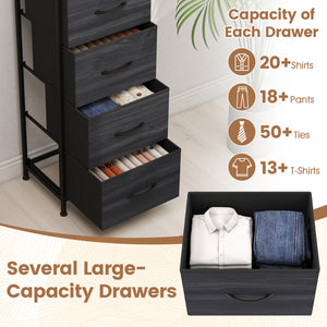 Dresser Nightstand with 5 Roomy Fabric Drawers for Bedroom-Charcoal Black view 5