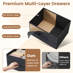 Dresser Nightstand with 5 Roomy Fabric Drawers for Bedroom-Charcoal Black view 8
