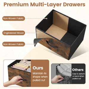 Dresser Nightstand with 5 Roomy Fabric Drawers for Bedroom-Rustic Brown view 8