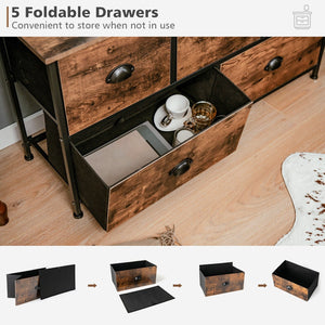 Dresser Organizer with 5 Drawers and Wooden Top-Rustic Brown view 5