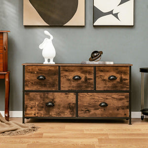 Dresser Organizer with 5 Drawers and Wooden Top-Rustic Brown view 6