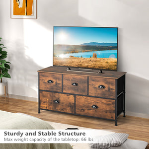 Dresser Organizer with 5 Drawers and Wooden Top-Rustic Brown view 7