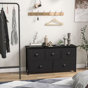 Dresser Storage Tower with 5 Foldable Cloth Storage Cubes-Black view 3