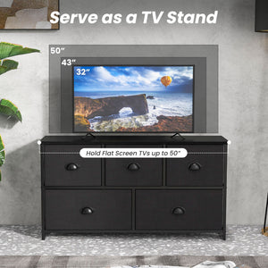 Dresser Storage Tower with 5 Foldable Cloth Storage Cubes-Black view 9