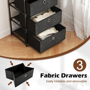 Dresser with 3/4 Drawers Fabric Storage Tower with Wood Top and Metal Frame-M view 8